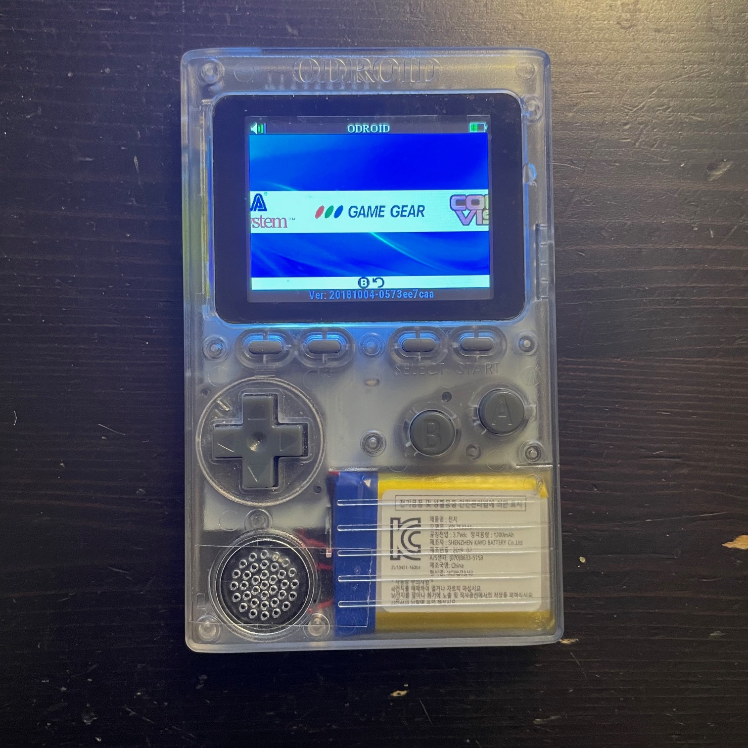 ODROID-GO system selection screen