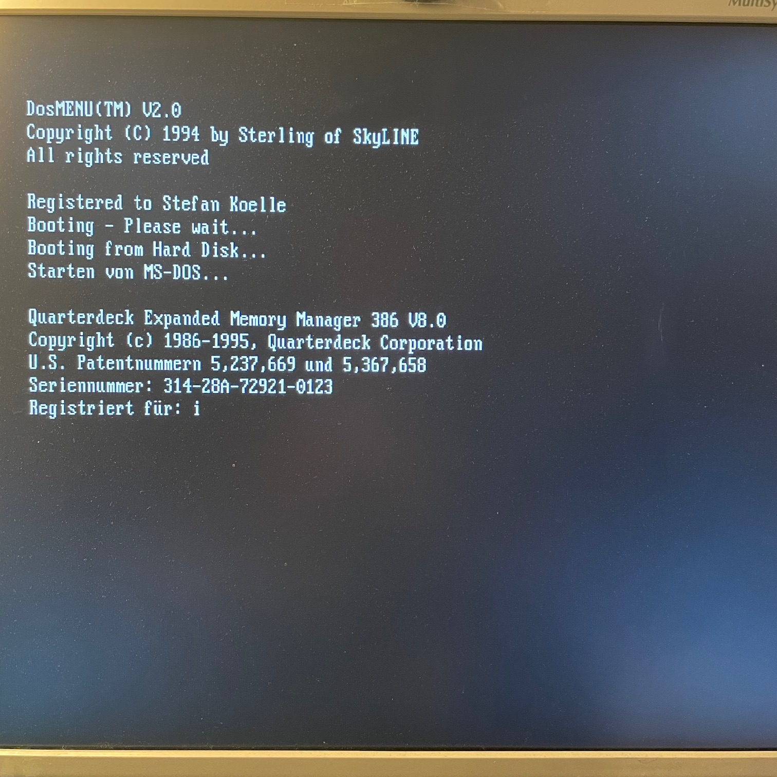 DOSMENU boot sequence