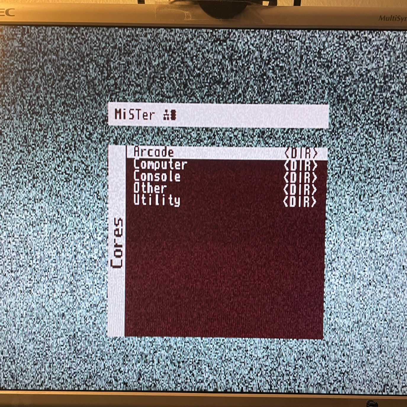 MiSTer menu on NEC MultiSync