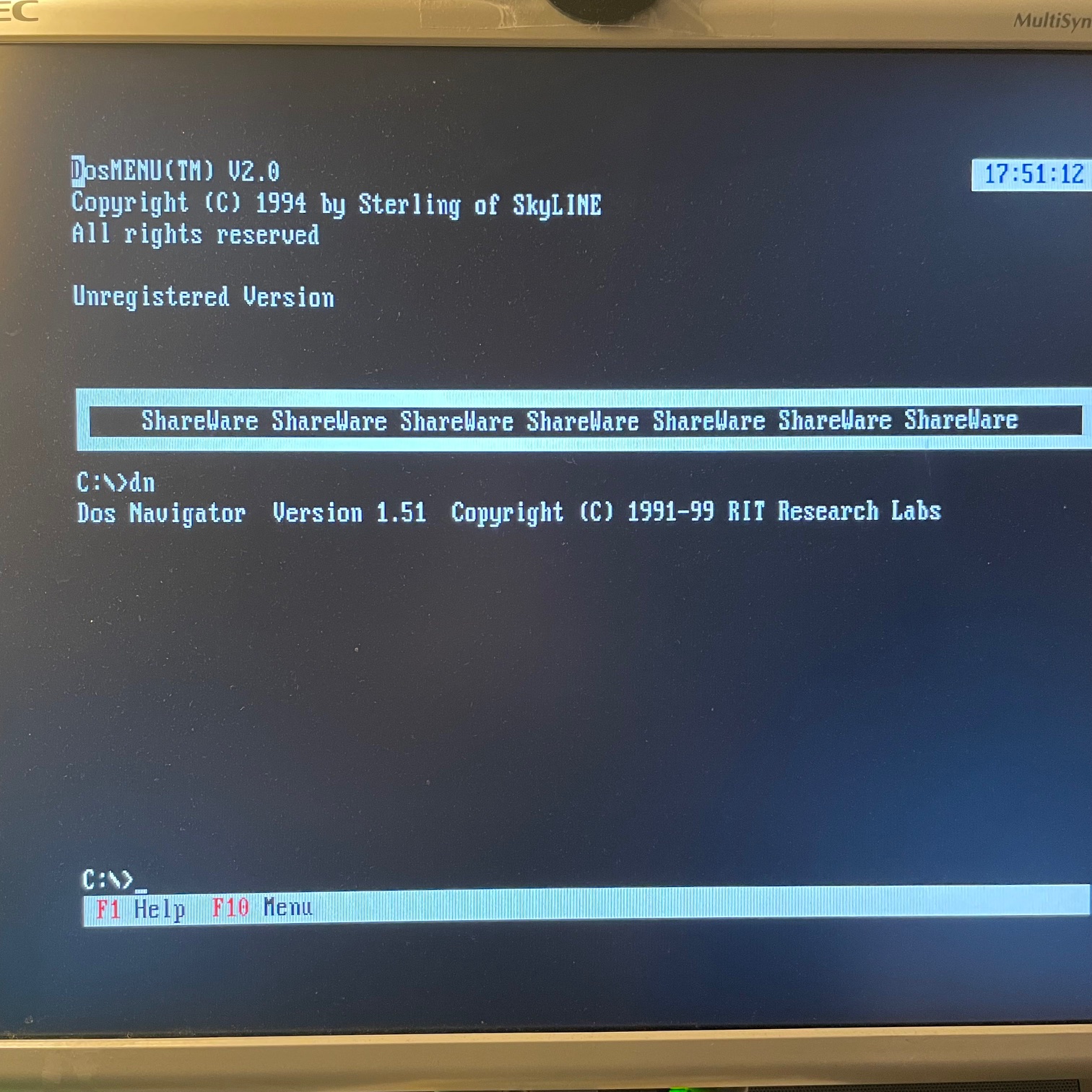 DOSMENU loading DOS Navigator